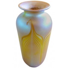 Pulled Feather Art Glass Vase by Donald Carlson