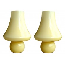 Pair of Monumental Murano Glass Mushroom Lamps