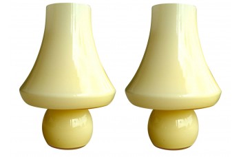 Pair of Monumental Murano Glass Mushroom Lamps