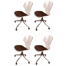 Set of Four Hill Lucite Rolling Chairs