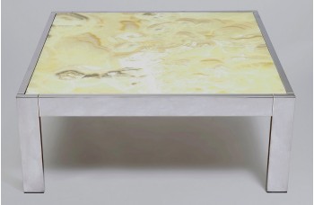 Chrome and Cultured Stone Cocktail Table