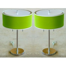Pair of Apple Green and Chrome Italian Lamps