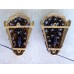Pair of Italian Art Deco Bronze Art Glass Sconces
