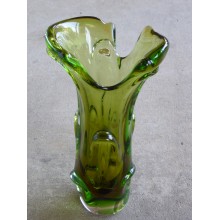 Green Art Glass Vase by Bohemian Crystal