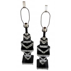 Pair of Large Lucite Tuxedo Lamps