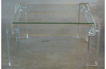 Pair of Lucite Intricate Corners Side Tables Pair of Lucite Intricate Corners Side Tables