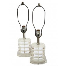 Pair of Lucite Honeycomb Table Lamps