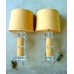 Pair of Lucite and Faux Suede Sconces Pair of Lucite and Faux Suede Sconces