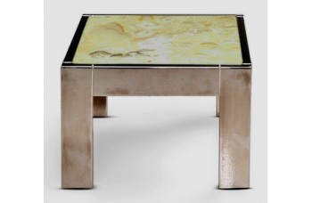 Chrome and Cultured Stone Side Table Chrome and Cultured Stone Side Table