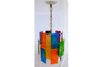 Rainbow Lucite Swag Lamp