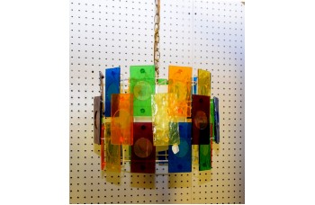 Rainbow Lucite Swag Lamp