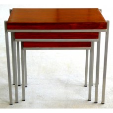 Rosewood and Stainless Steel Nesting Tables Rosewood and Stainless Steel Nesting Tables