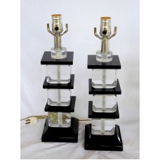 Pair of Small Lucite Tuxedo Lamps