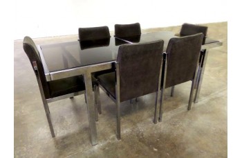 Smoked Glass and Chrome Dining Table Smoked Glass and Chrome Dining Table