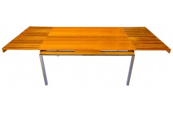 Rare Zebrawood Stainless Steel Extension Table Rare Zebrawood Stainless Steel Extension Table